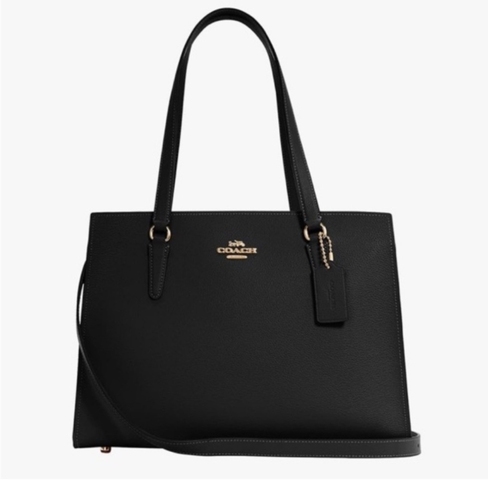 Coach Black Tote with Gold Accents